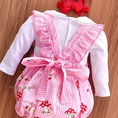 Romper Xadrez Vichy Cogumelinhos Ursinha Bella
