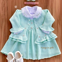 Vestido Tricot Bordado Com Body Golinha Chloé