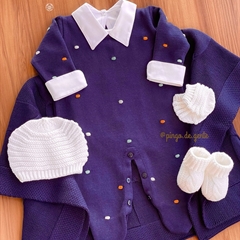 Macacão Tricot Bordado Poázinhos