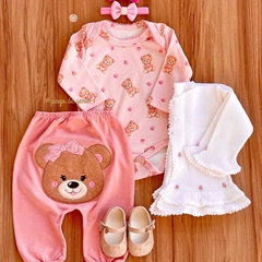 Conjunto Body e Calça Bordado Bumbum Ursinha Caroline