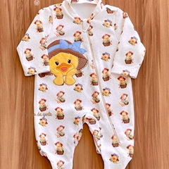 Macacão Algodão com Zíper Bordado Patinha Panqueca