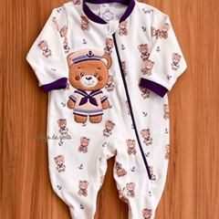 Macacão Algodão Bordado Ursinho Giuseppe 