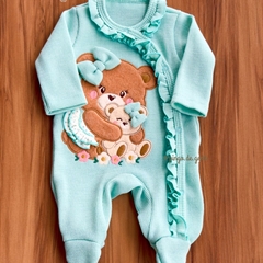 Macacão Tricot  Babadinhos Bordado Fofinho Ursinha Jade