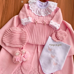 Saída Maternidade Tricot Bordada 4 Peças Amorinha