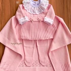 Saída Maternidade Tricot Bordada 4 Peças Amorinha