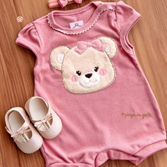 Romper Algodão Bordado Ursinha Daphne
