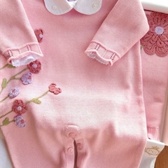 Saída Maternidade Tricot Bordada 3 Peças Florale