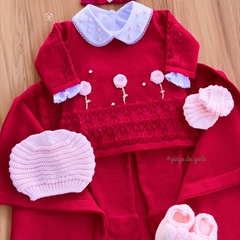 Saída Maternidade Tricot Bordada 4 Peças Serena